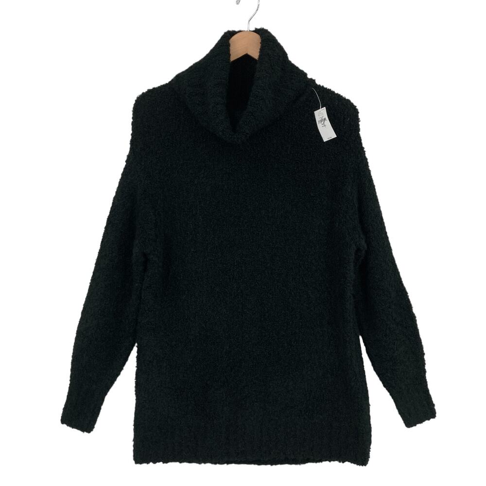 Gap Sweater Womens Petite PXS Black Chunky Turtleneck Oversized Long Pullover